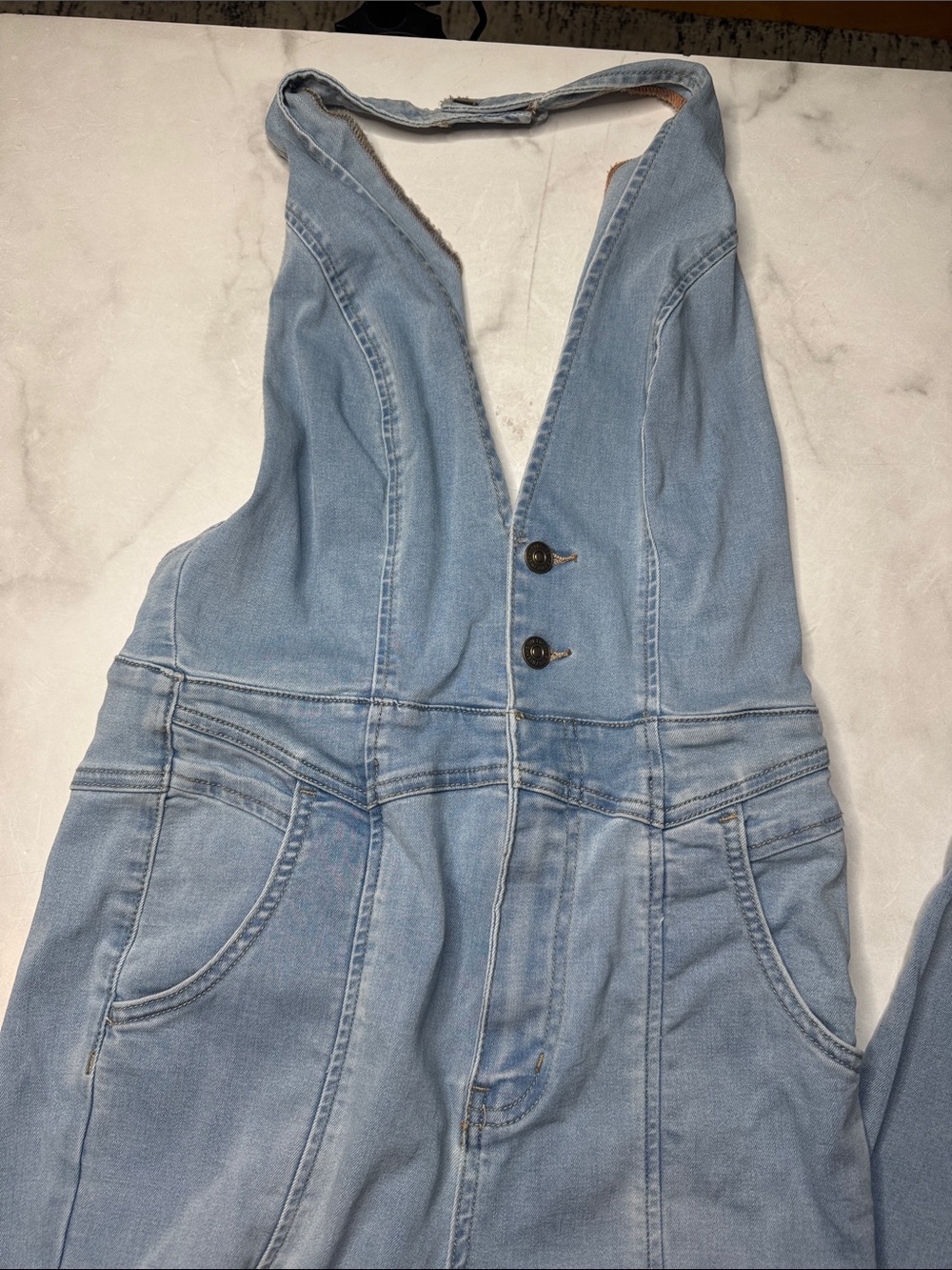 Free People We The Free Cruz Denim Jumpsuit - Picture 6 of 8